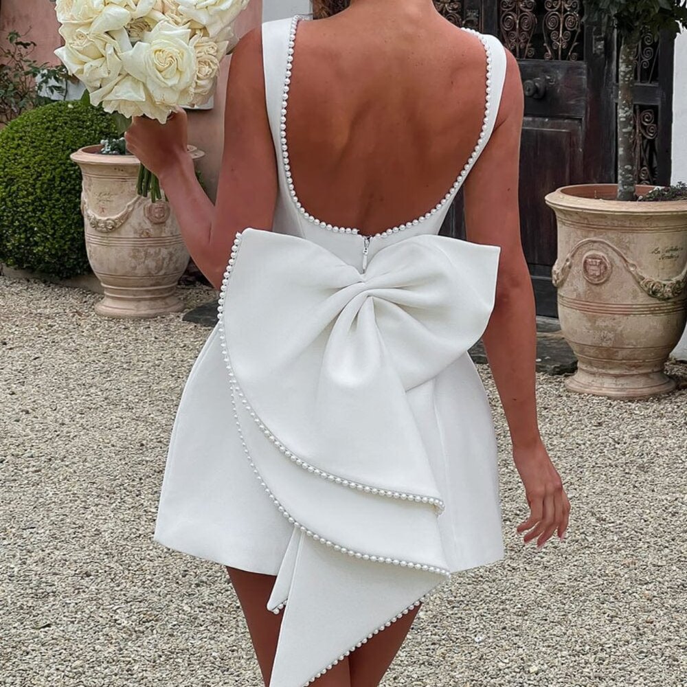 Babyboo Fashion - Carrie Mini Dress in Ivory Size Medium